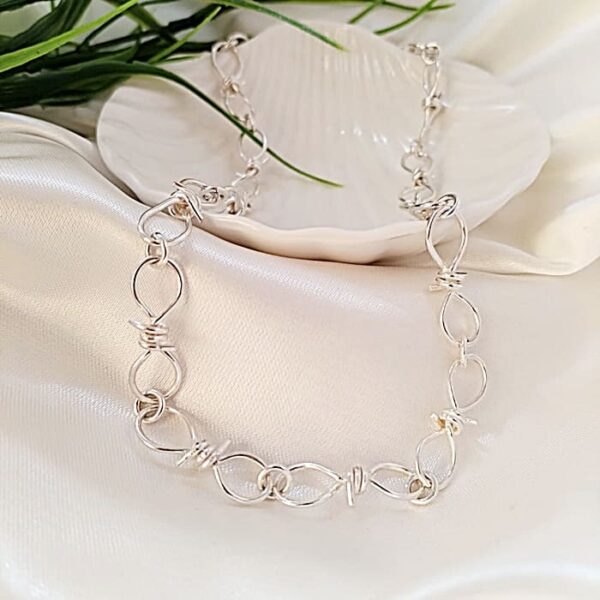 Cadena Collar Alambre Puas Plata 980 Unisex - Imagen 2