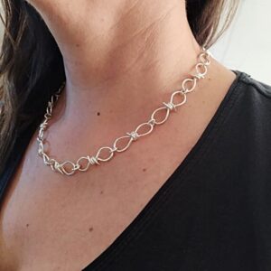 Cadena Collar Alambre Puas Plata 980 Unisex