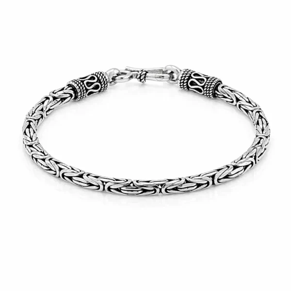 Pulsera Plata Envejecida 925 Bizantina Camino Inca Hombre