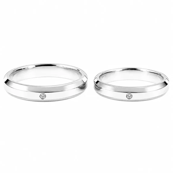 Argollas Matri Planas Biseladas Piedra Plata Ley 980 Burdeos