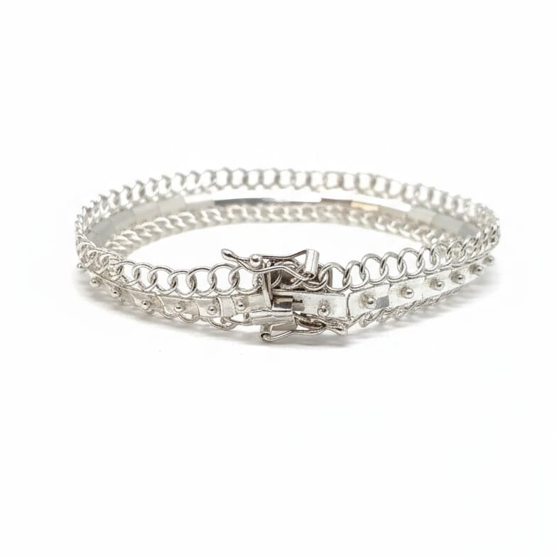 Pulsera Brazalete Grumet Chapa Bolita Plata 980 Larga