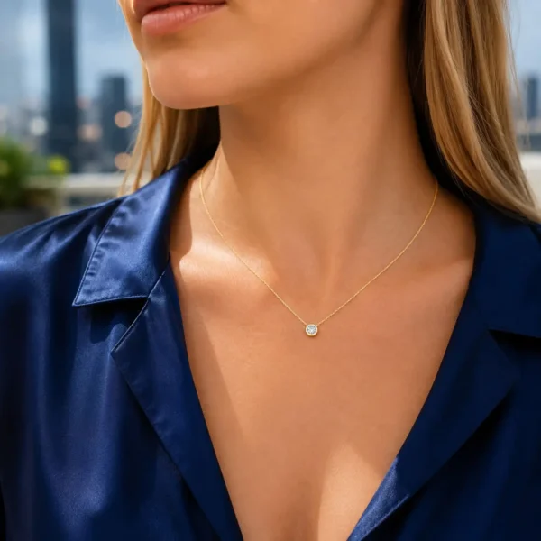 Collar Punto De Luz Oro 18k 40cm Circon Femenina Mujer