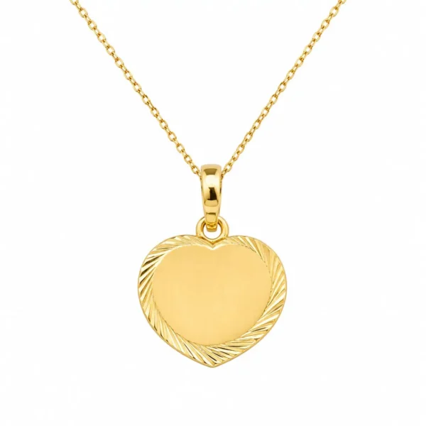 Medalla Placa Corazon Oro 18 Kilates Collar Unisex