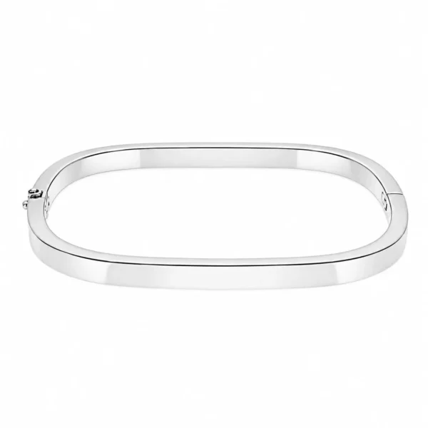 Esclava Brazalete Rigido Semi Cuadrada Pulsera Plata Fina 925