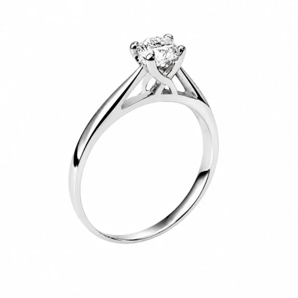 Anillo Solitario Clásico Plata Fina 925 Circón 5 mm