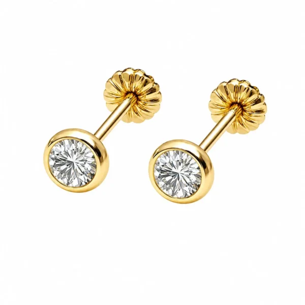 Aros Oro 18 Kilates Garantizado Circon Punto De Luz Mujer
