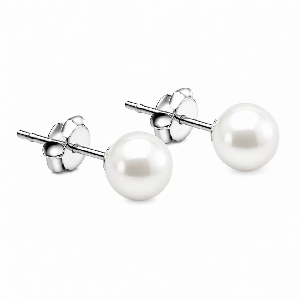 Aros Boda Perla Bolita Plata Fina 925 Mujer Clasica - Imagen 2