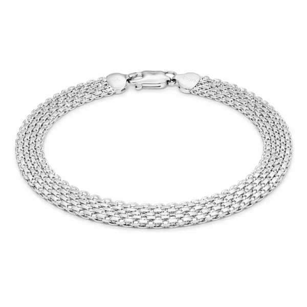 Pulsera Cinta Tejida Plata Fina 925 Petate Brazalete Mujer