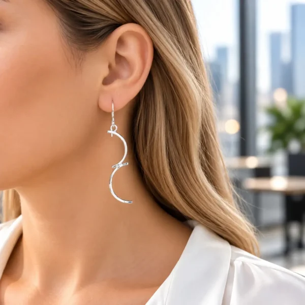 Aros Largos Estilizados Plata Nacional 980 Exclusivos