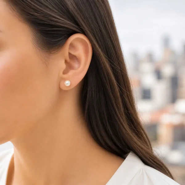 Aros Oro 18 Kilates Perla Cultivada Natural Mujer