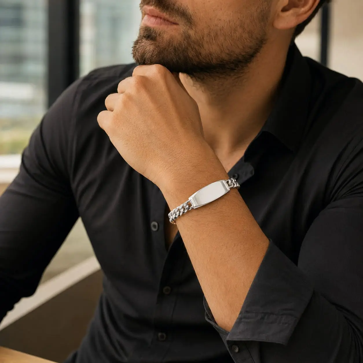 Pulsera Grumet Piocha Brazalete Gruesa Plata Fina 925 Hombre