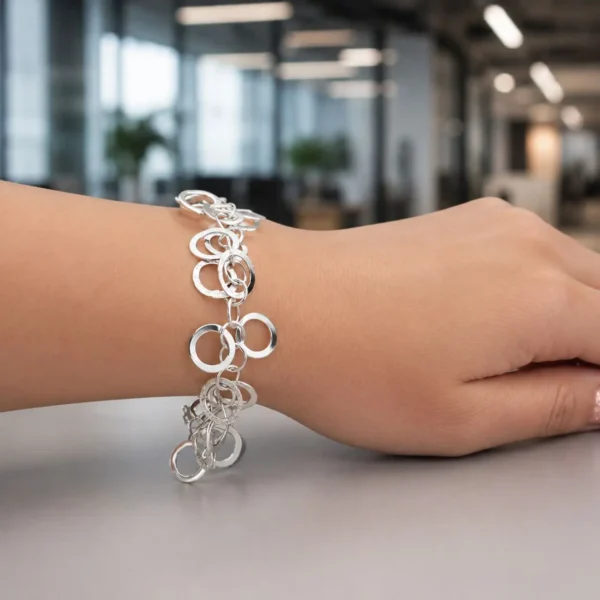 Pulsera Exclusiva Hermosa de Plata Fina 925 Texturas Femenina