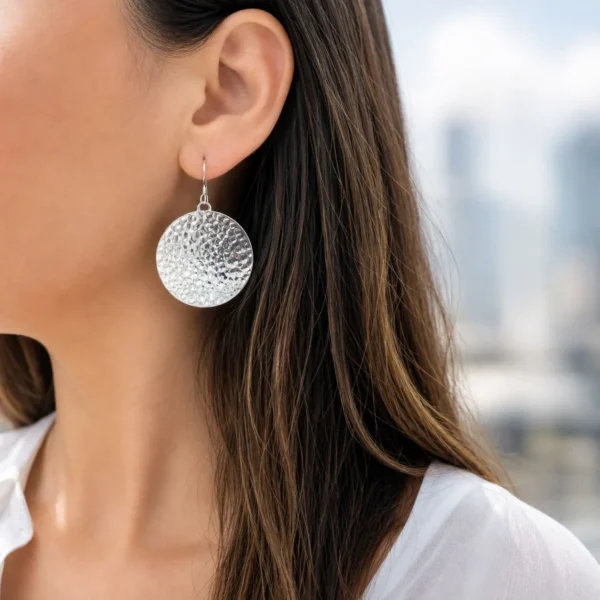 Aros Redondos Textura Plata 980 Nacional Rustico Mujer
