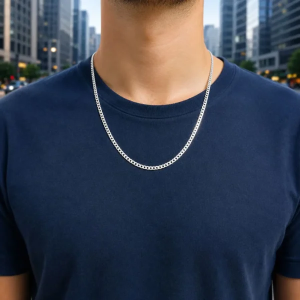 Cadena Grumet 60cm Plata 925 Hipoalergenica Hombre