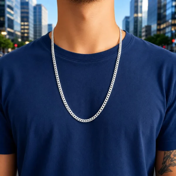 Cadena Grumet 70 cm Plata Fina 925 Hombre Masculino