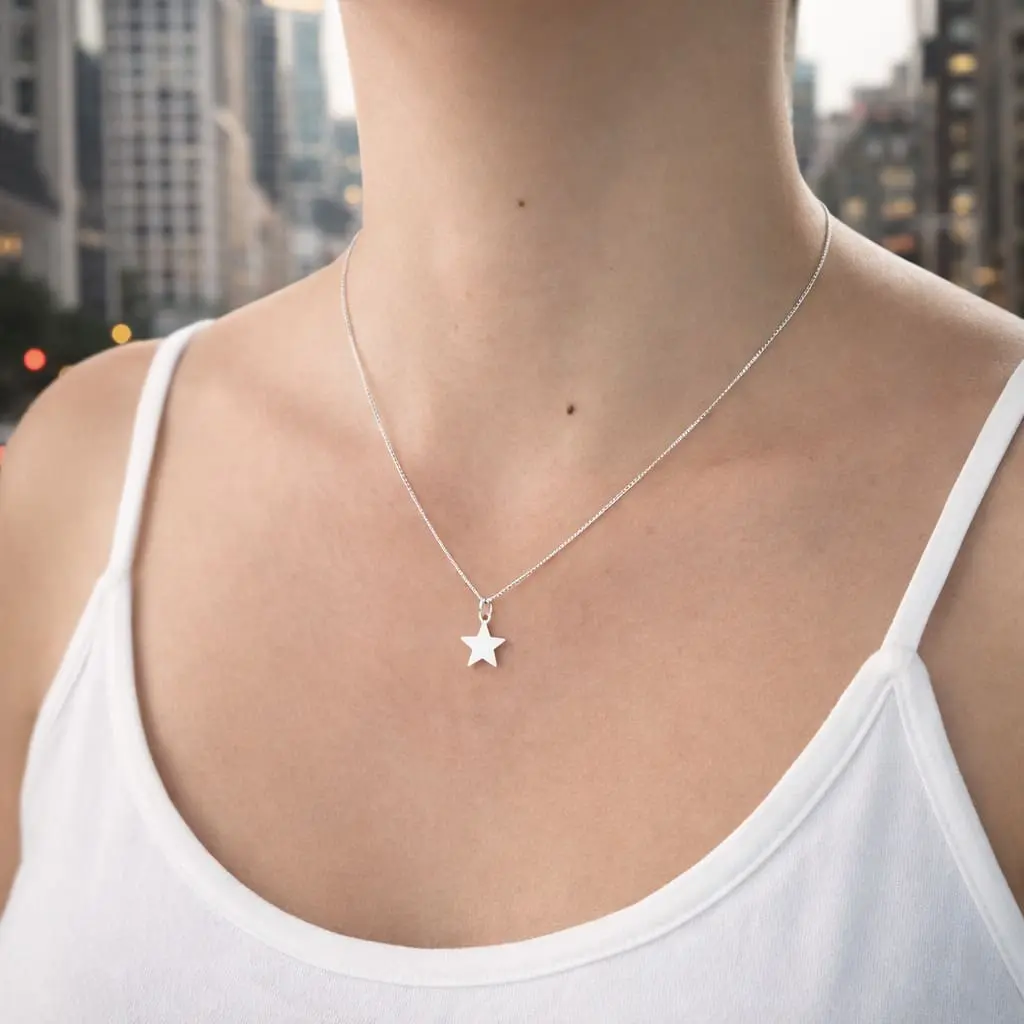 Colgante Dije Estrella + Cadena Plata Fina 925 Mujer Femenin - Imagen 2