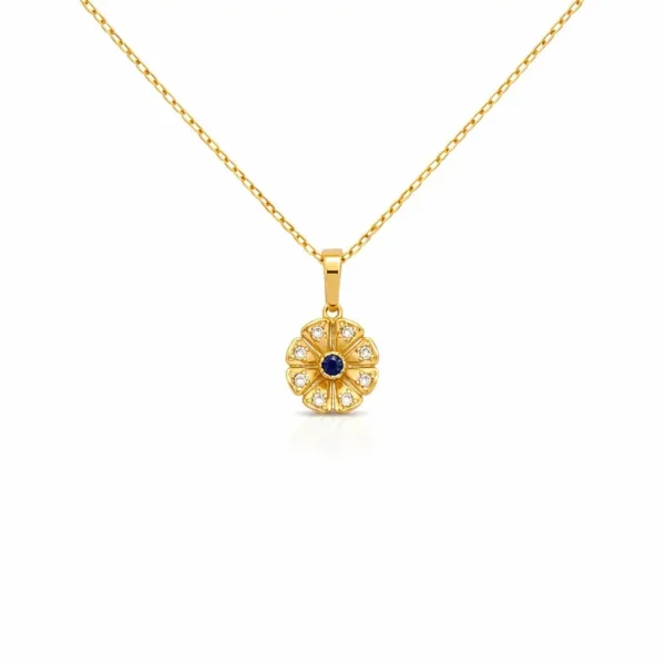 Collar Oro 18k Rosita Zafiro Cristal Austriaco Mujer Amor