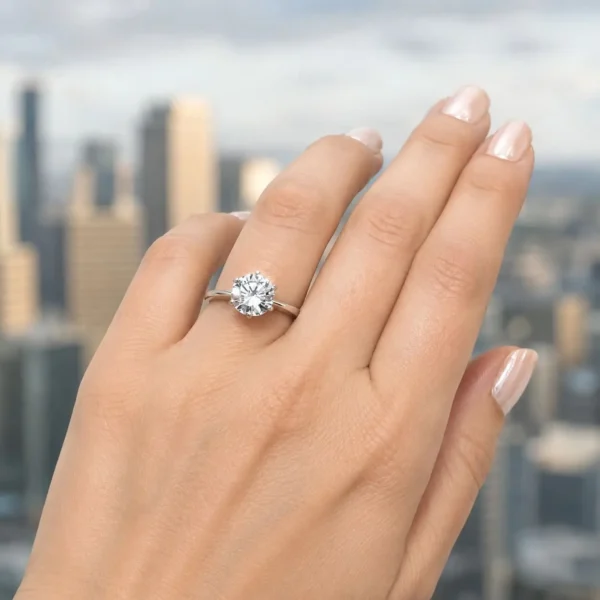 Anillo Solitario Zircon Plata 925 Compromiso Parejas Novia