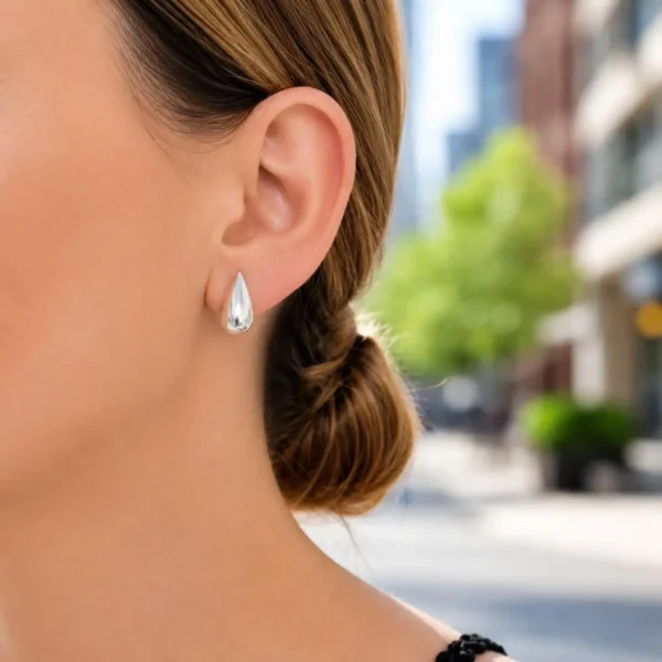 Aros Gota Con Tornillo Plata Fina 925 Mujer