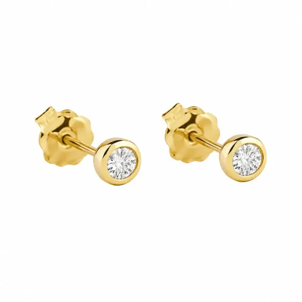 Aros Oro Italiano Amarillo 18 Kilates Punto De Luz Mujer