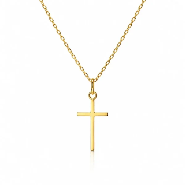 Cruz Mediana Oro 18 Kilates Collar Garantizado Juvenil Unisex