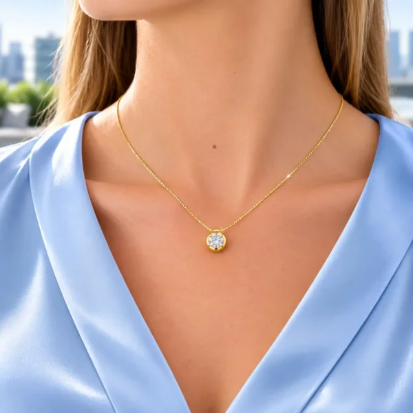 Collar Punto De Luz Oro Italiano Amarillo 750 18 Kilates Delicado