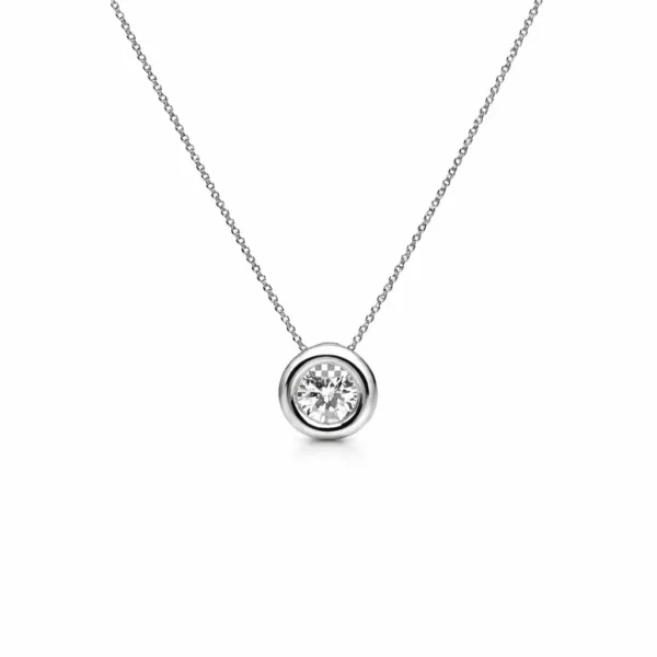 Collar Punto De Luz Oro Blanco 750 18 Kilates Delicado