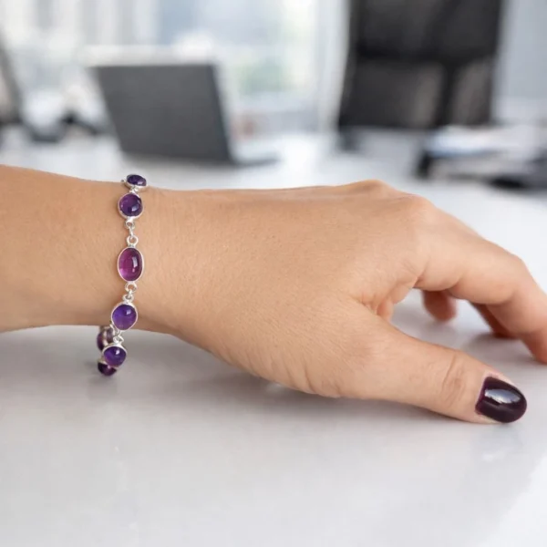 Pulsera Piedras Amatista Plata Fina 925 Exclusiva