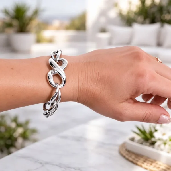 Pulsera Infinito Grande Plata Fina 925 Mujer