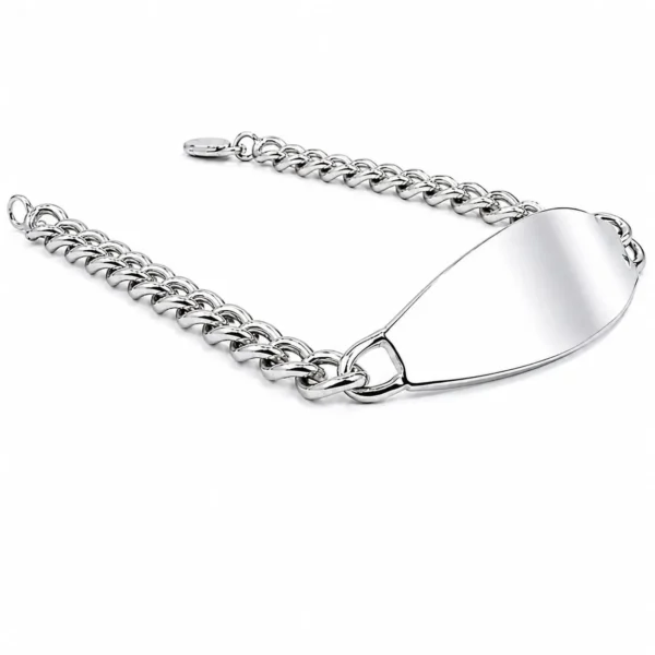 Pulsera Piocha Ancha Gruesa Grumet Plata Fina 980 Hombre