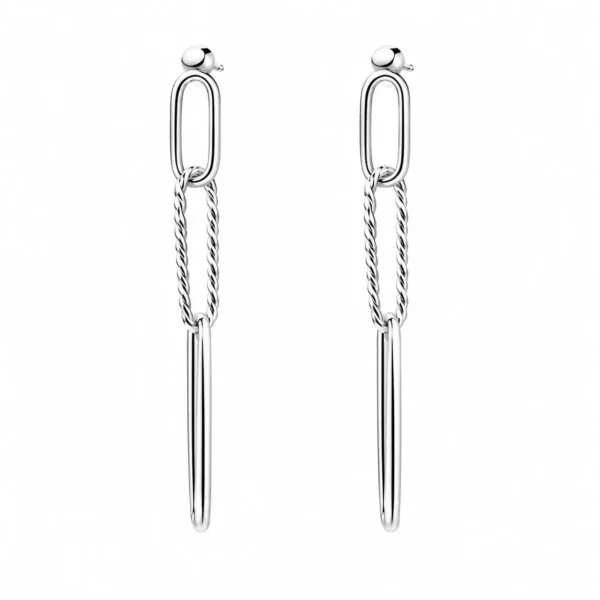 Aros Largos Mujer de Cadena Plata Italiana 925 Rodinada