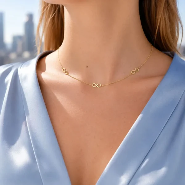Collar Infinito Oro Italiano 750 18 Kilates Amarillo Mujer