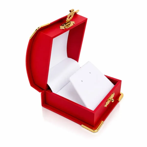 Estuche de Lujo Cuero Rojo Para Aros y Colgantes