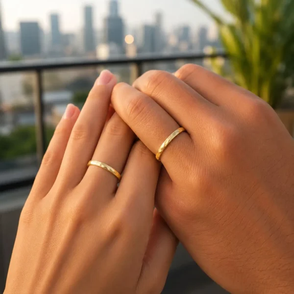 Argollas Matri Oro 18k Planas Martele 8gr Lucca