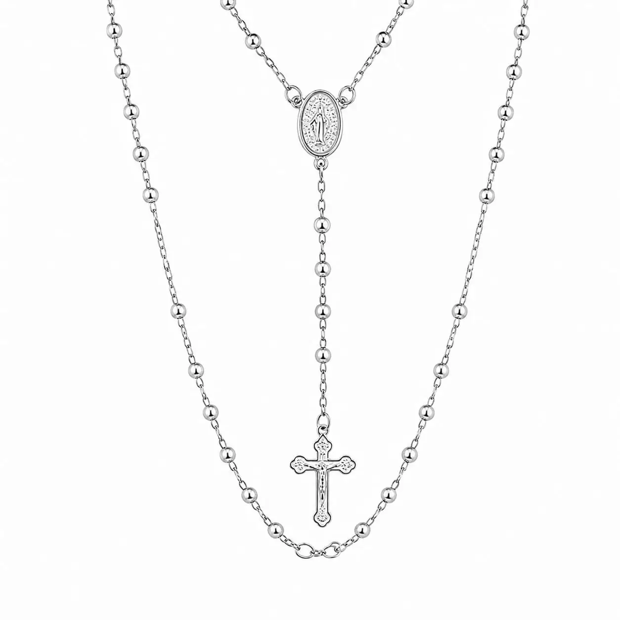 Rosario Hombre 60 cm Plata Fina 950 Religioso - Imagen 2