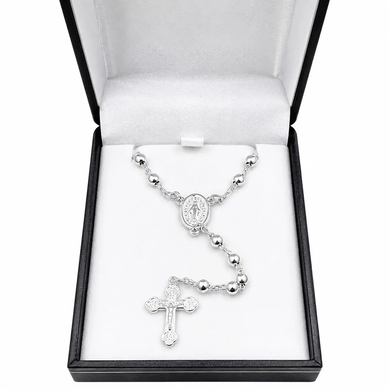 Rosario Hombre 60 cm Plata Fina 950 Religioso - Imagen 3