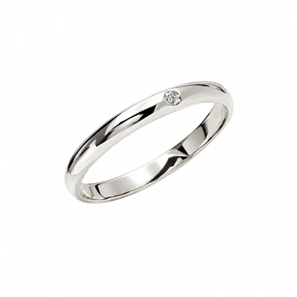Anillo Mujer Oro Blanco 18k Talla 8 Fino Brillante 1pto